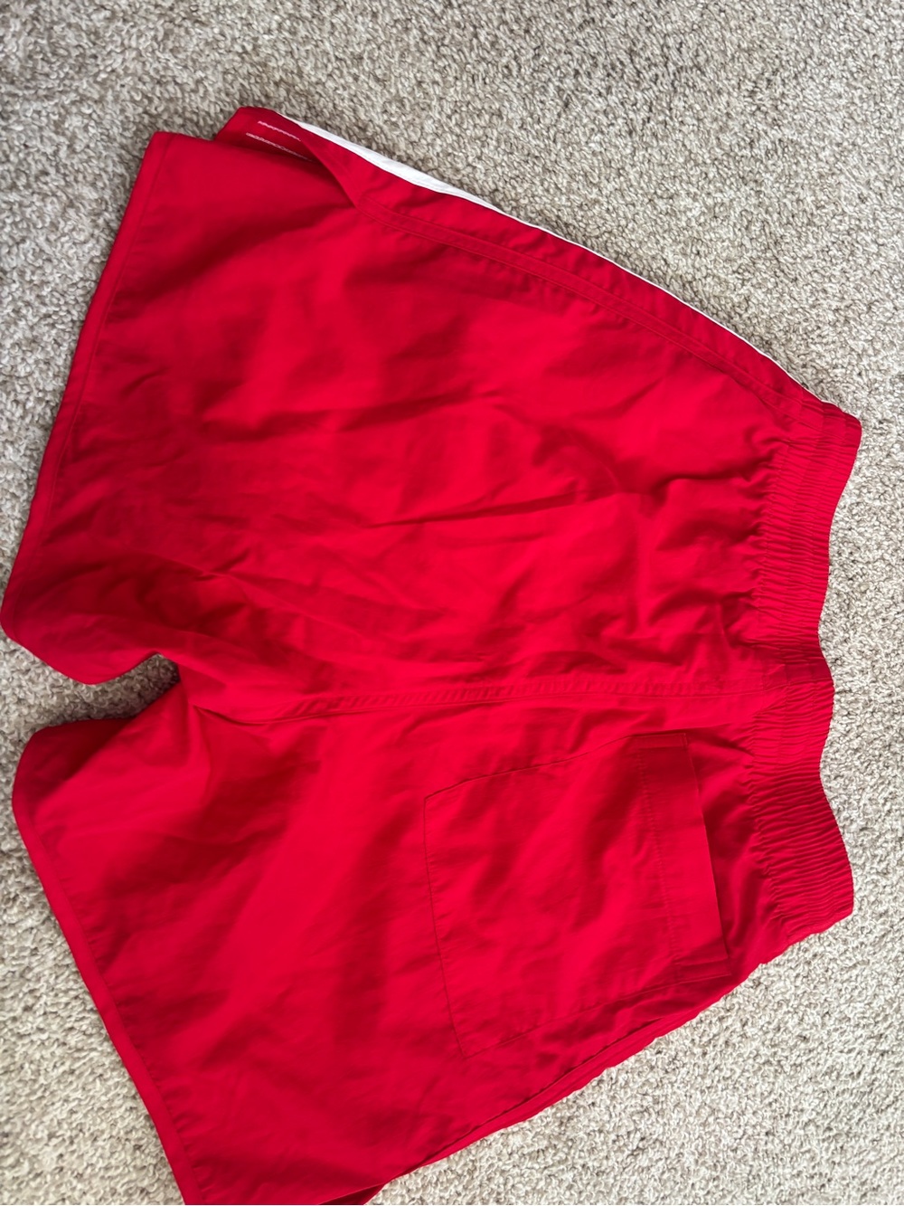 Adidas Red Shorts with White Three-Stripes - Picture 2 of 3